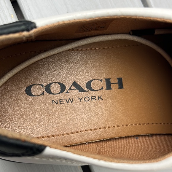 Men’s Coach Perkins White/Black Leather Lo Top Tennis Shoe Size 9.5 FG1056 - Picture 7 of 9